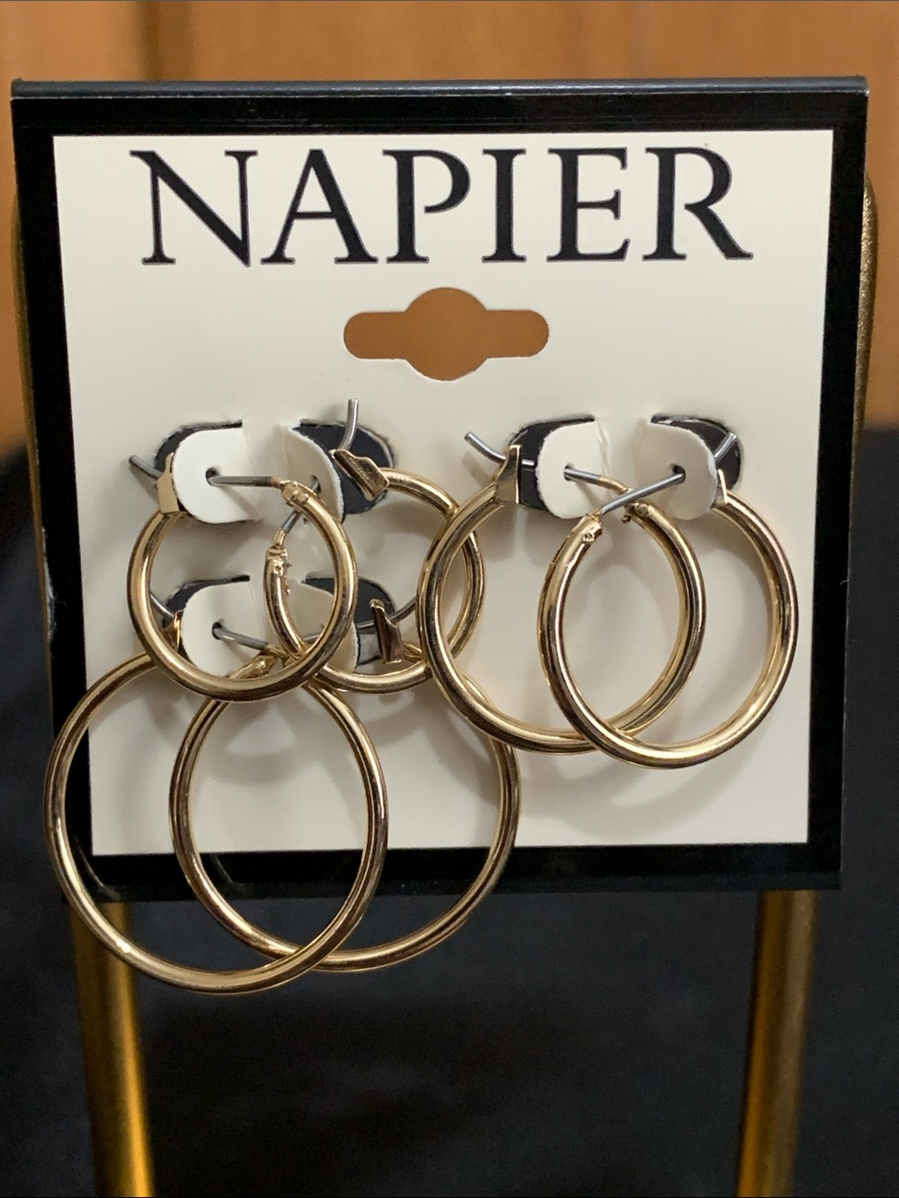 NWT Napier gold tone hoop earring set